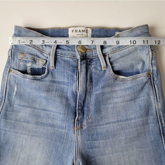 FRAME le sylvie slender straight jeans high rise overdrive distressed 24 - Picture 9 of 12